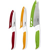 Zyliss ZE920240 - Estuche de 3 cuchillos de cocina Comfort- Office 8-5 cm- mango dentado- 10-5 cm- acero inoxidable